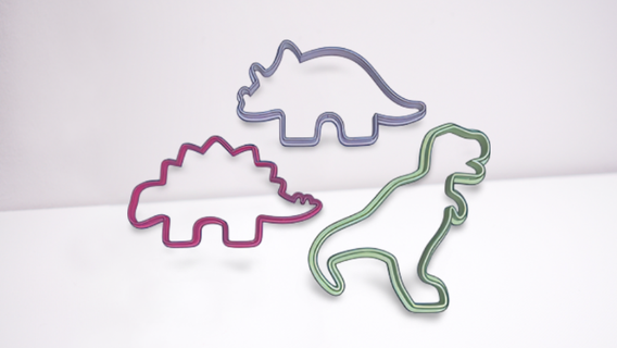 set x 3 dinosaur cookie cutters dino cookies jurasicc 3d print model - Mito3D