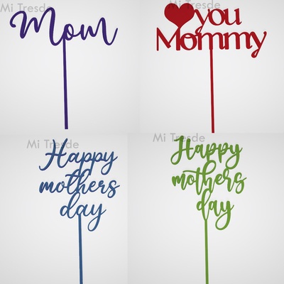 set x 4 - mothers day- toppers day mom mommy ma topper toppercake mother 3d print model - Mito3D