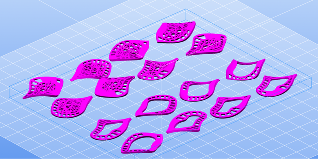 sets earrings curved flat quadrilateral patterns design earring pattern 3d print model - Mito3D