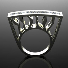 sept anneau bijoux de gem Impression 3d jaune l'or blanc Les modèles imprimable d'argent sterling 3d print model - Mito3D