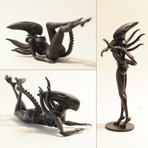 sexy alienígena de combinação a arte alien giger assustador feminino modelo pose escultura 3D print model - Mito3D