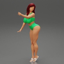 sexy brunette woman posing opening window 3d print model 3d print model - Mito3D