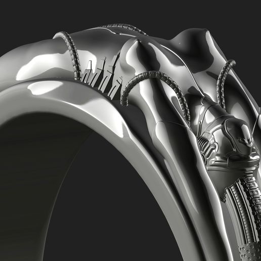sexy cibernético anillo gratis 3d impresión modelo joyería joya robot cyberpunk biomecánica 3D print model - Mito3D
