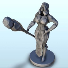 sexy hembra guerrero maza armadura 8 sci fi science fiction 40k 30k 3d print model - Mito3D