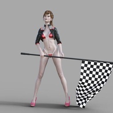 sexy girls formula race flag jacket car wash soap tube bucket f1 pit head coach talk 3d print model - Mito3D