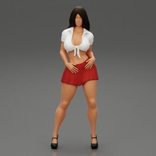 sexy school girl posing short skirt 3d print model