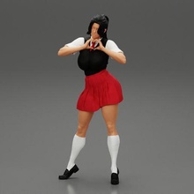sexy school girl wearing costume making heart hands 3d print model