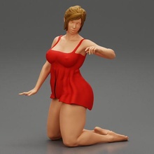 sexy woman nightdress setting knees 3d print model