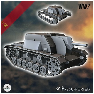 sg 122 mm m 30 montado obús spg Soviético Ejército ww2 mundo frente rpg mini pasatiempo 3d print model - Mito3D
