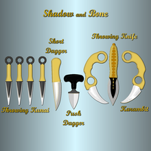 shadow bone inej ghafa knife push dagger kunai karabit blades set netflix series collins creations 3d and karambit 3d print model - Mito3D