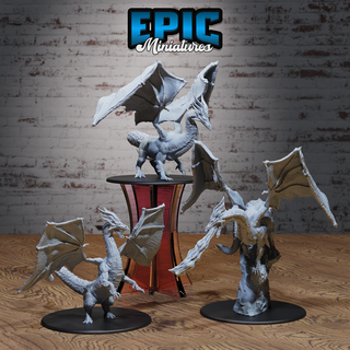 shadow dragon set dnd miniature tabletop miniatures gaming monster 3d model rpg dndminis stl file epic-miniatures dndminiatures 3dprint 3dminiature printedminis 3dprinting dungeon fantasy roleplaying warrior undead pre-supported 3d print model - Mito3D