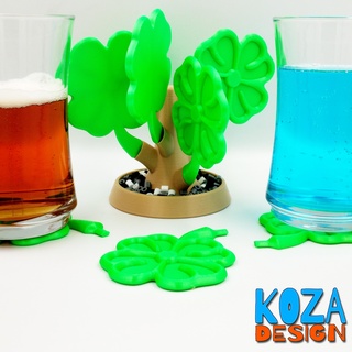 shamrock coasters bonzai tree clover bonsai decorative functional cute st patrick 3d print model - Mito3D