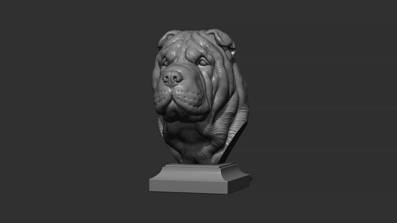 Shar pei köpek baş Sanat Pei büst Evcil Hayvan ingilizce heykel dekor yazdırılabilir minyatürler kolye cnc Rahatlama takı heykeller 3d print model - Mito3D