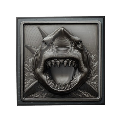 requin animal soulagement art animaux yeggi mito3d buste google pendentifs médaillon relief wall mur 3d print model - Mito3D