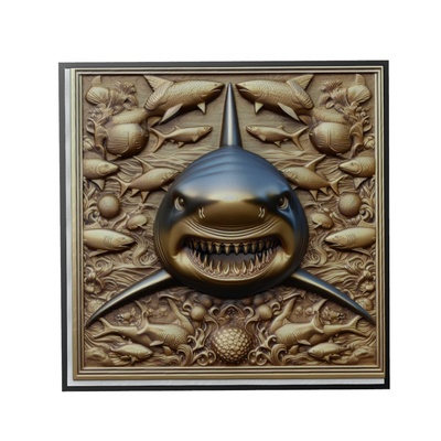 requin animal soulagement art animaux yeggi mito3d buste google pendentifs médaillon relief wall mur 3d print model - Mito3D