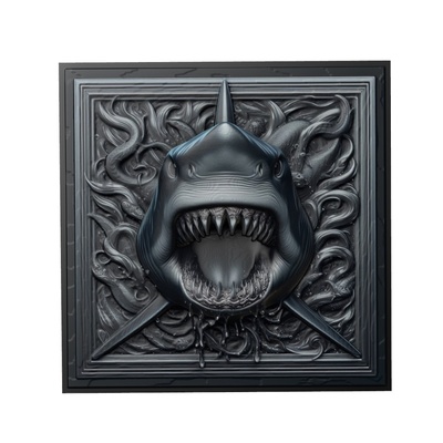 requin animal soulagement art animaux yeggi mito3d buste google pendentifs médaillon relief wall mur 3d print model - Mito3D