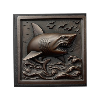 requin animal soulagement art animaux yeggi mito3d buste google pendentifs médaillon relief wall mur 3d print model - Mito3D