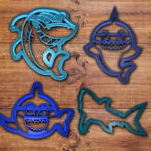 shark cookie cutter set home jaw jaws sharks animals fondant 3d print model - Mito3D