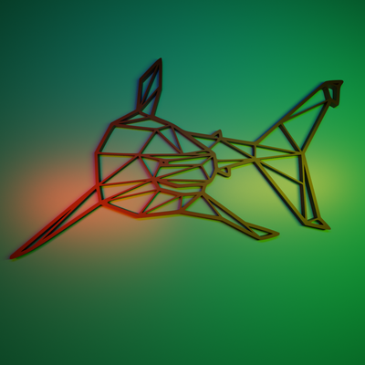 requin cadre art mur portrait silueta polygone art3d 3d print model - Mito3D