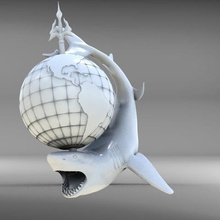 shark globe art globestatuette animals 3d print model - Mito3D