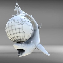 shark Globus Kunst globestatuette Tiere 3d print model - Mito3D