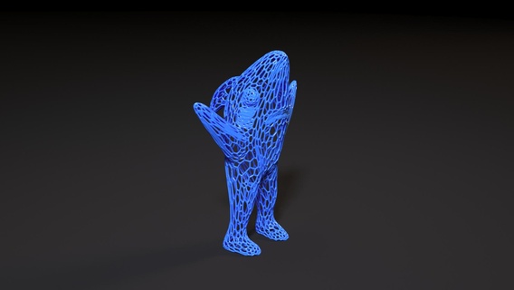 Hai Katy Perry Kunst voronoi Statue Krähe Figur Statuette Weiß Fisch Spielzeug Wasser Meer 3d print model - Mito3D