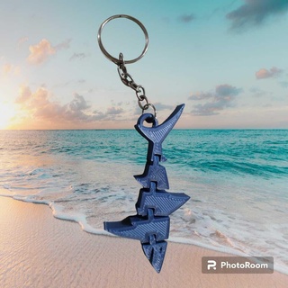 Tubarão chave anel articulado chaveiro peixe megalodon flexi 3d print model - Mito3D