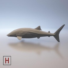requin low poly art la baleine les basses résolutions pixels animal 3d print model - Mito3D