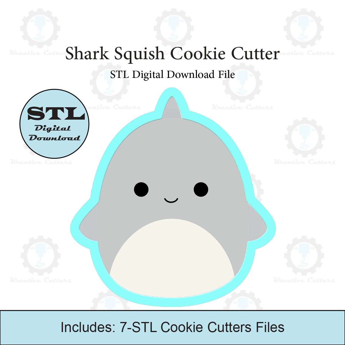 shark squish cookie cutter stl file cutters mallow 3D print model - Mito3D