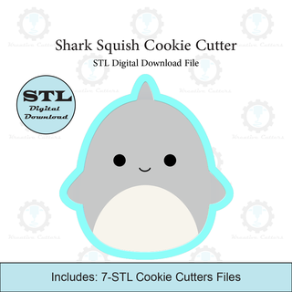 shark squish cookie cutter stl file cutters mallow 3d print model - Mito3D