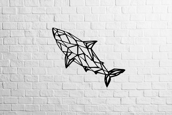 shark wall decor 3d printing 2d design art free collectioble mammalfish 3d print model - Mito3D
