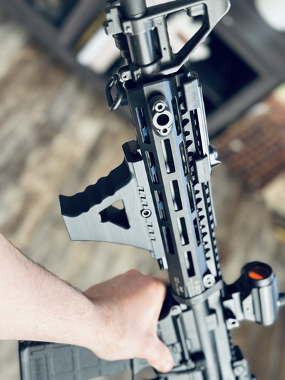 sharkfin type grip vertical ar15 firearms airsoft handstops mlok picatinny rail grips gun stuff accessories tactical ak 3d print model - Mito3D