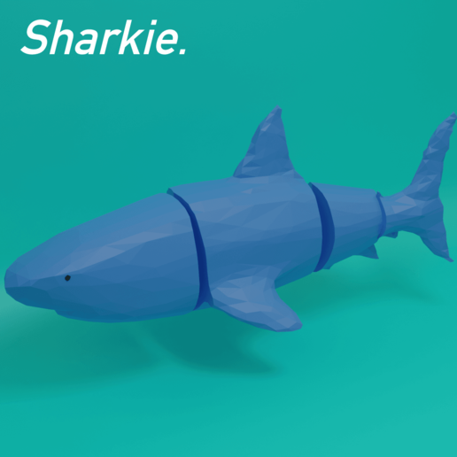 sharkie faible poly animal jouet requin art 3D print model - Mito3D