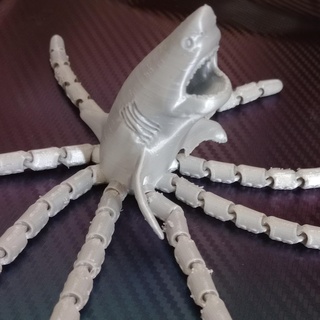 sharktopus libre flexi impression endroit articuler jambes requin poulpe hybride animal jouet 3d print model - Mito3D