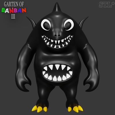 sharky clee garten of banban 3 monsters fan art bggt ban monster black shark 3d print model - Mito3D