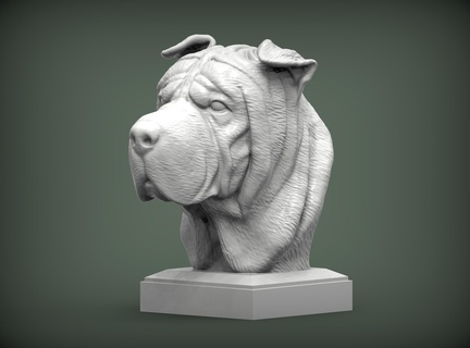 sharpei 3d impresión modelo busto perro naturaleza mamífero animal mascota escultura estatuilla recuerdo presente esculpir Arte esculturas estatua 3d print model - Mito3D