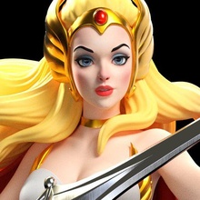 she ra 3d modelo impresión Arte princesa guerrero rojo capa rubia niña stl dibujos animados invencible figurilla 3d print model - Mito3D