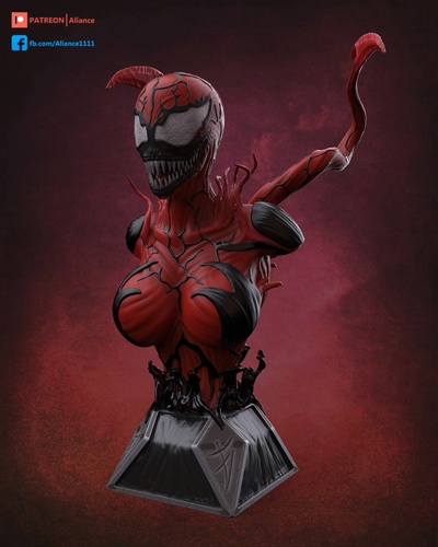 she carnage - bust shecarnage marvel venom shevenom spiderman spider toycollactibles 3dprinting heroes figurine figures comicsl movie alien space character symbiotics villain marvelheroes 3d print model - Mito3D