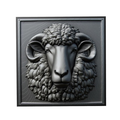 mouton animal soulagement art animaux yeggi mito3d buste google pendentifs médaillon relief wall mur 3d print model - Mito3D