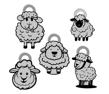sheep keychain bundle set earrings necklace 3d print model - Mito3D