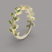 Folha anel senhora jóias luxo fino pedra 3d print model - Mito3D