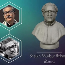 sheikh mujibur rahman 3d portrait sculpture statue bust face head human art 3dprint stl 3d print model - Mito3D
