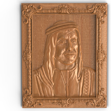 jeque zayed 3d retrato tallado puerta stl bas alivio artcam cnc base panel 3d print model - Mito3D