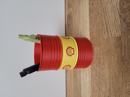 shell oil barrel oilbarrel multicolor bambulab pen penholder holder 3d print model - Mito3D