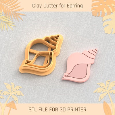 shell summer clay cutter tools earring turtle beach 3d print model - Mito3D