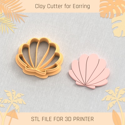shell summer clay cutter tools earring turtle beach 3d print model - Mito3D