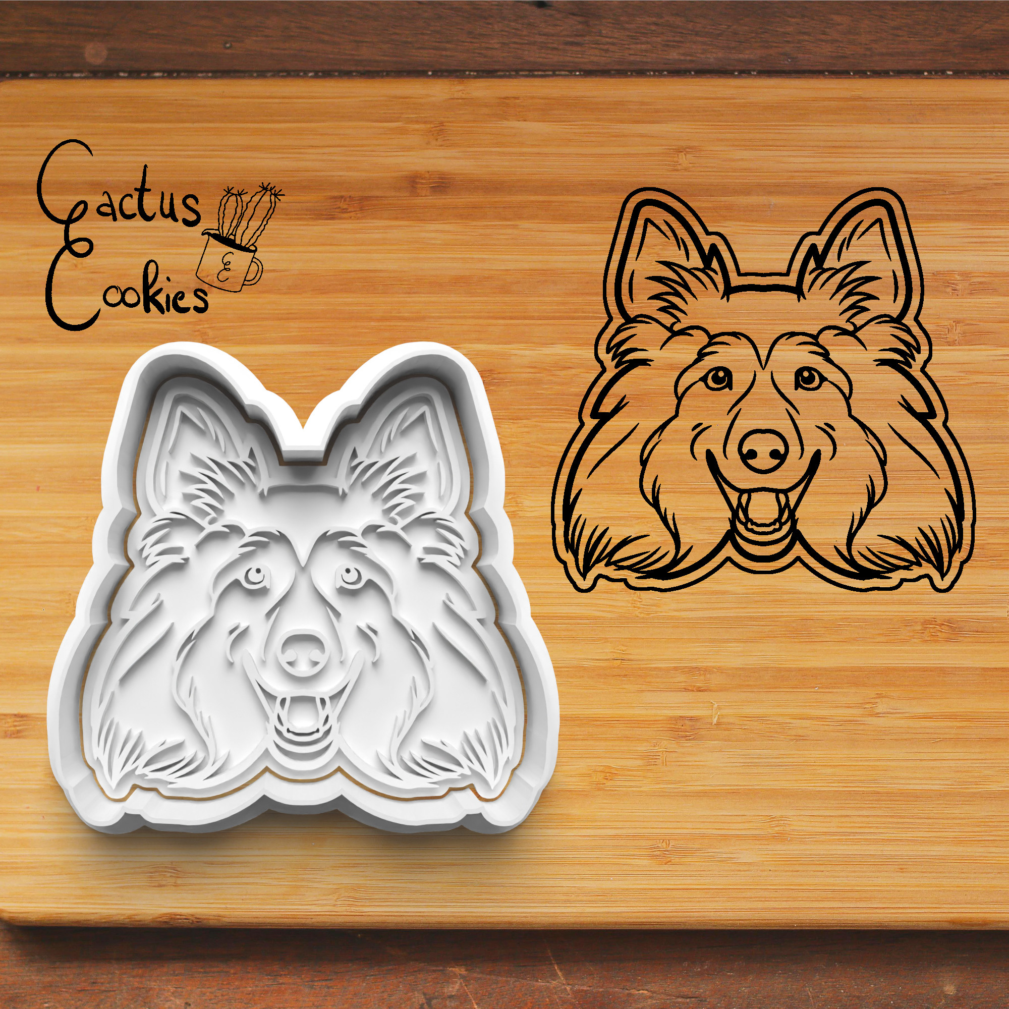 shetland sheepdog cookie cutter gift love baking fondant clay anniversary birthday dog dogs breed 3D print model - Mito3D