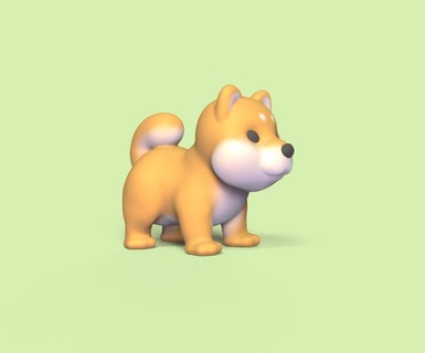 shiba inu cute dog sculpture animal toy art miniatures decorative cartoon play statue pet 3d print model - Mito3D
