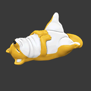 Shiba inu komik hediye Güzel insan ördek orta parmak köpek kedi heykel Ejderha 3d print model - Mito3D