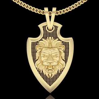 shield lion pendant silver gold jewelry printable 3d model trend fashion design zbrush 3d print model - Mito3D